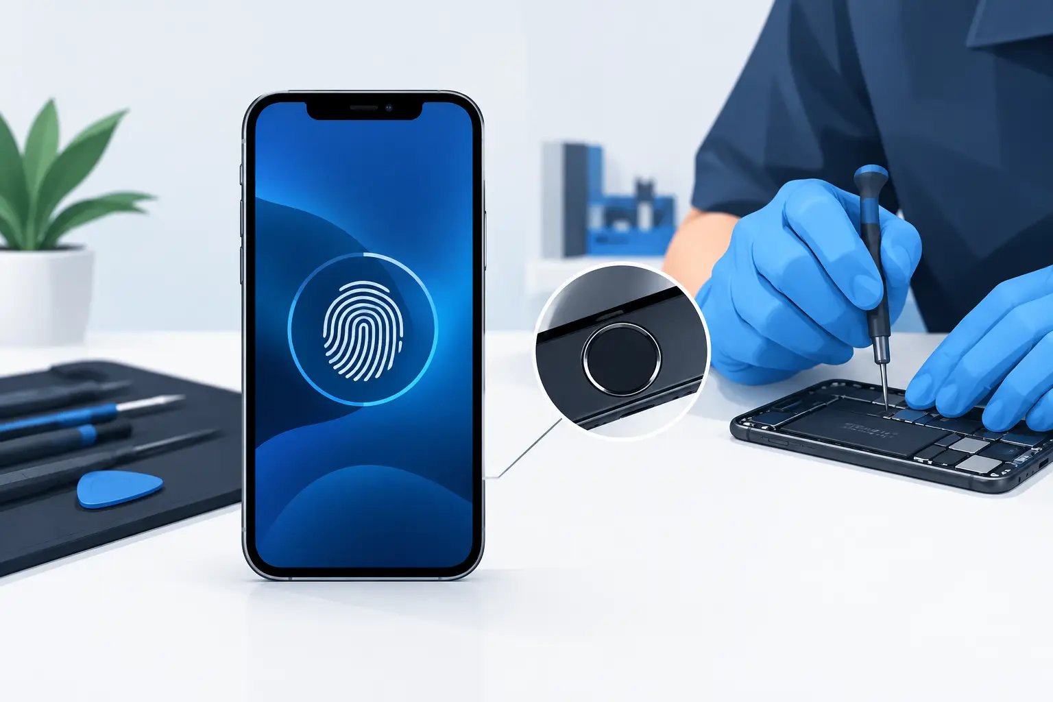 Diagnostika poruchy Touch ID iPhone v servise